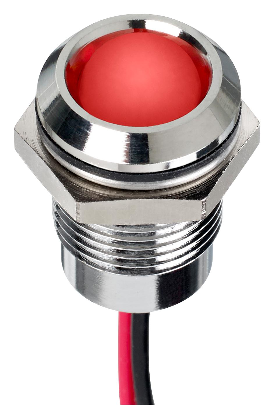 Apem Q14P5Cxxhr24E. Led Panel Indicator, 14Mm, Red, 24Vdc