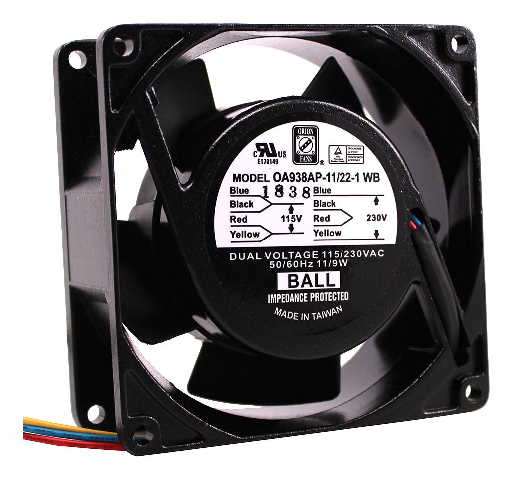 Orion Fans Oa938Ap-11/22-1Wb Axial Fan, Ball, 50Cfm, 32Db, 9W, 230Vac