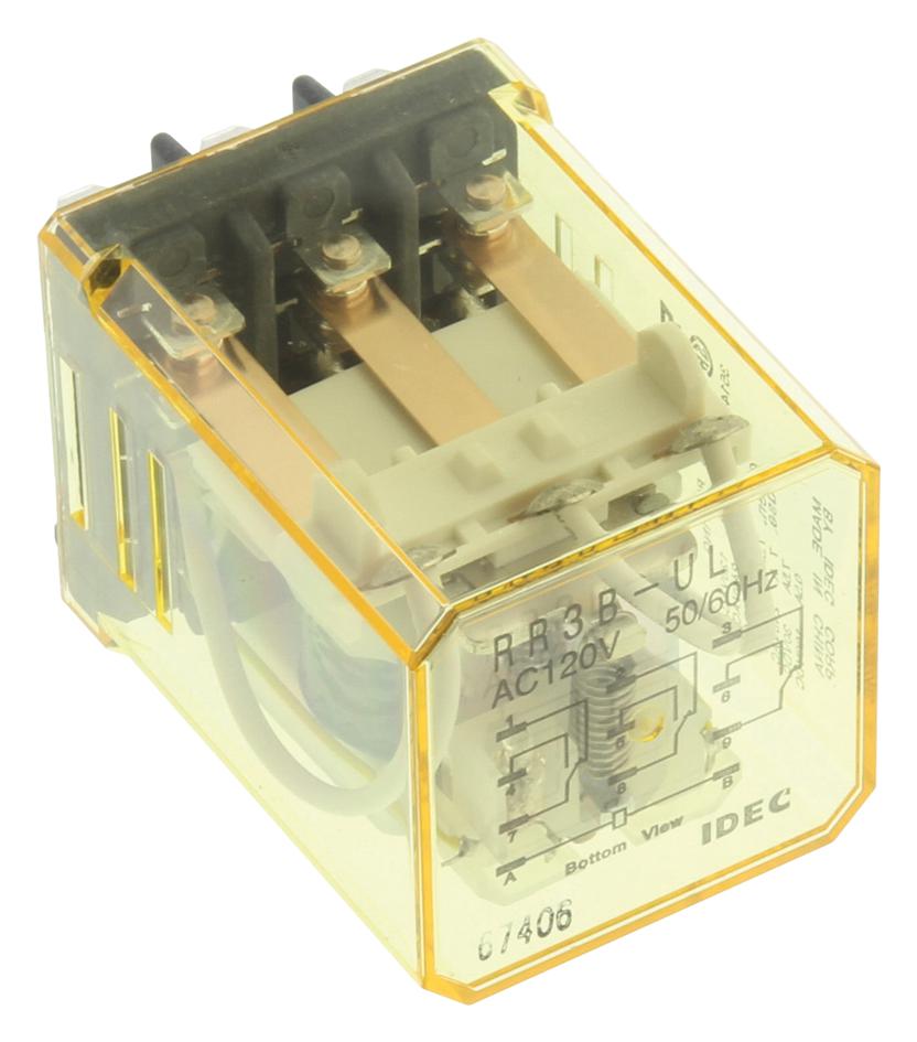 Idec Rr3B-Ulac120V Relay, 3Pdt, 120Vac, 30Vdc, 10A