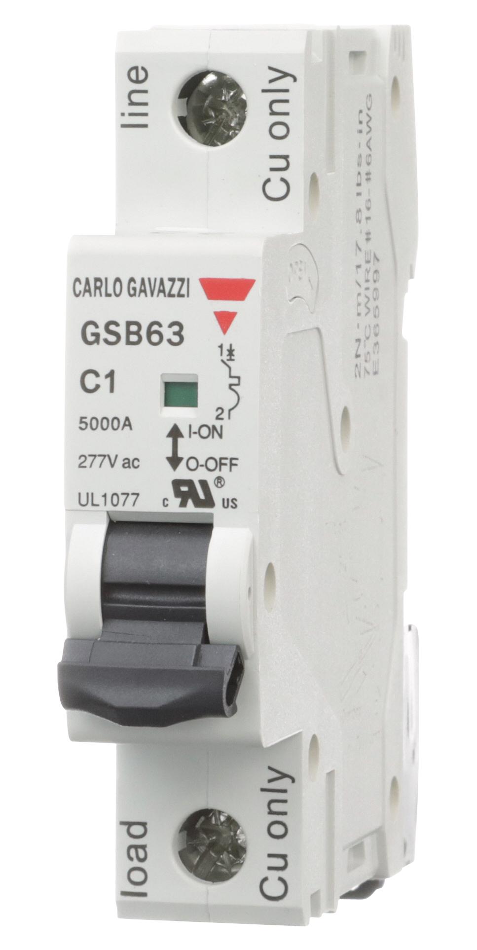 Carlo Gavazzi Gsb631Pc10 Thermal Mag Ckt Breaker, 1P, 10A, 277V