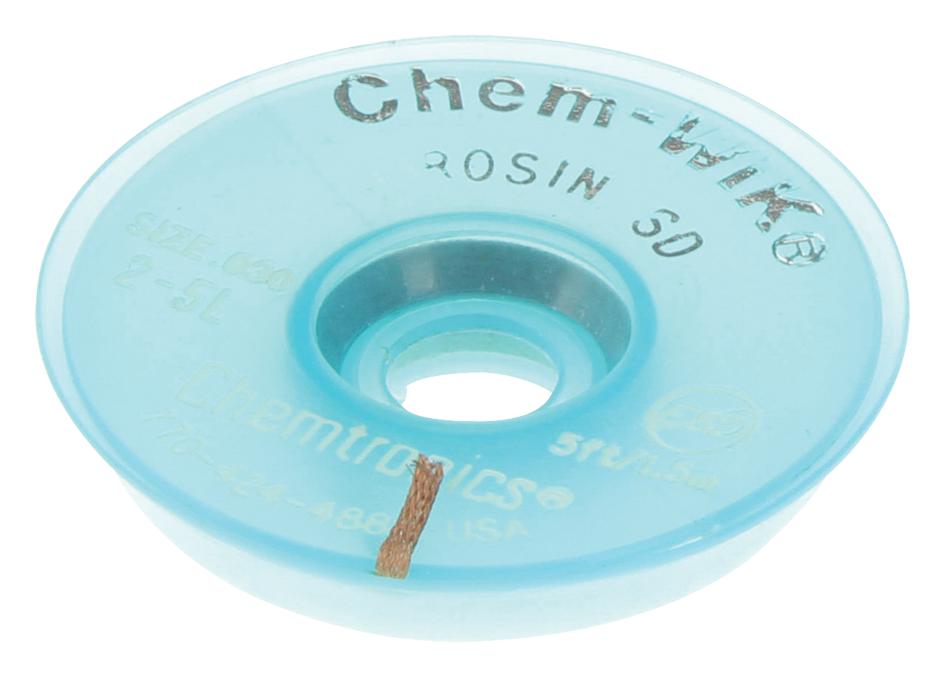 Chemtronics 2-5L Braid, Desoldering, Rosin, 5Ft