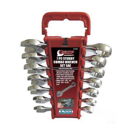 Grip On Tools 89096 Seven Piece Sae Stubby Wrench Set