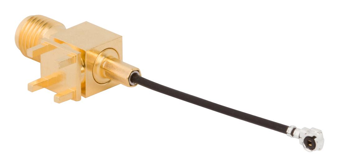 Amphenol Rf 095-902-492-050 Sma Right Angle Pcb Jack To Amc Plug On 1.13Mm Cable, 50 Mm 94Ac8440