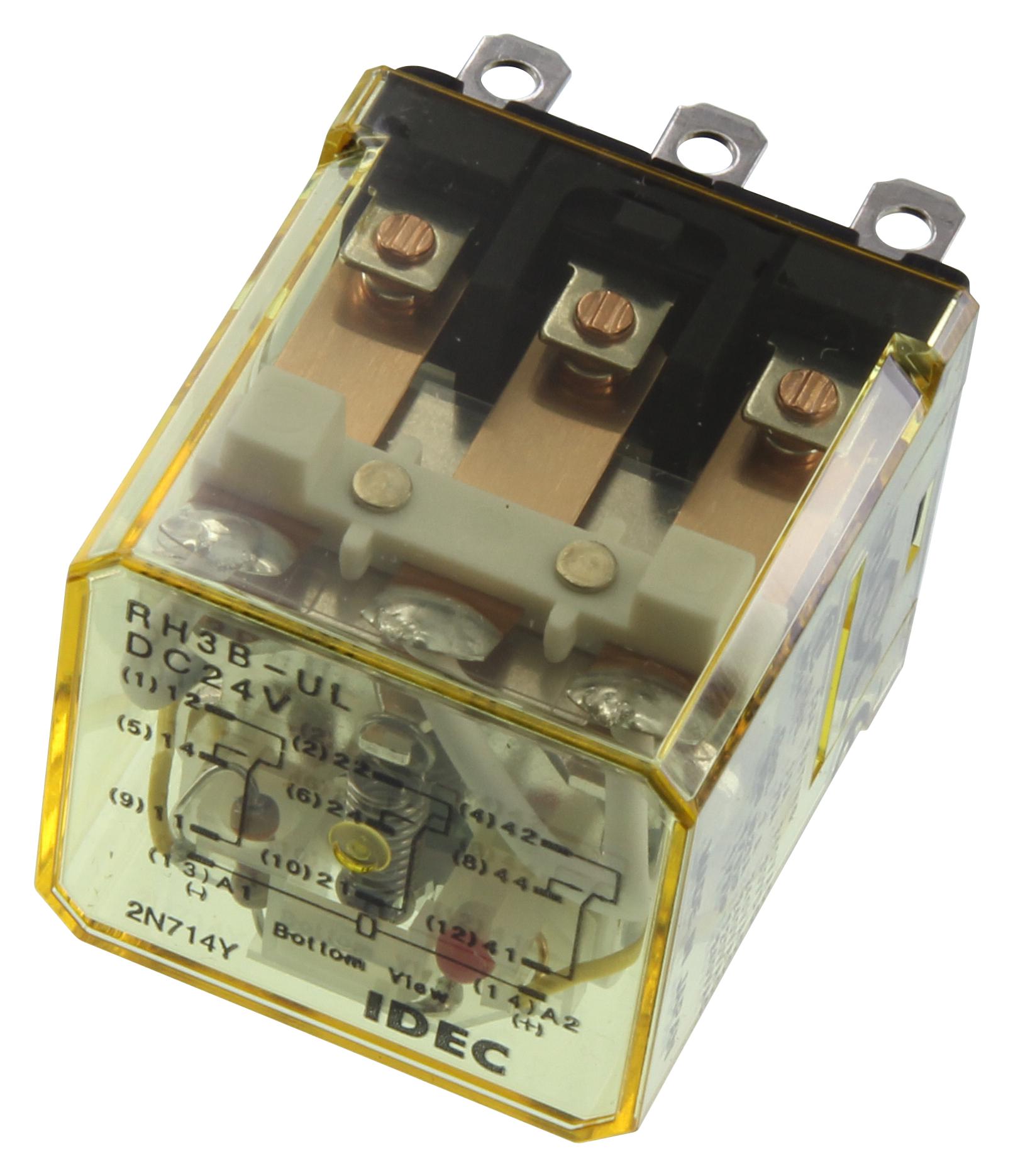 Idec Rh3B-Uldc24V Relay, 3Pdt, 110Vac, 30Vdc, 10A