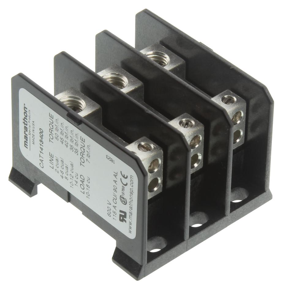 Marathon Special Products 1413400 Terminal Block, Barrier, 3 Position, 16-10Awg